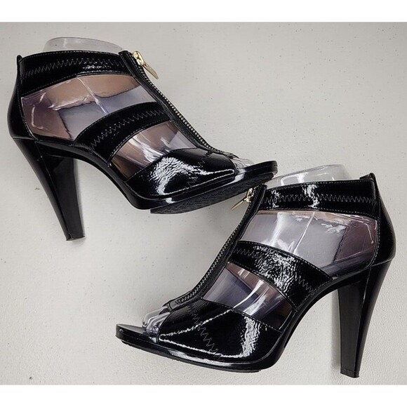MICHAEL KORS Berkeley BLACK PATENT LEATHER ZIP FRONT PUMPS SIZE 8 M PW16G - Picture 4 of 9